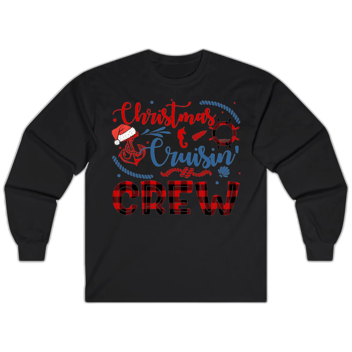Christmas Cruisin' Cousin Crew Long Sleeve Tee in Black