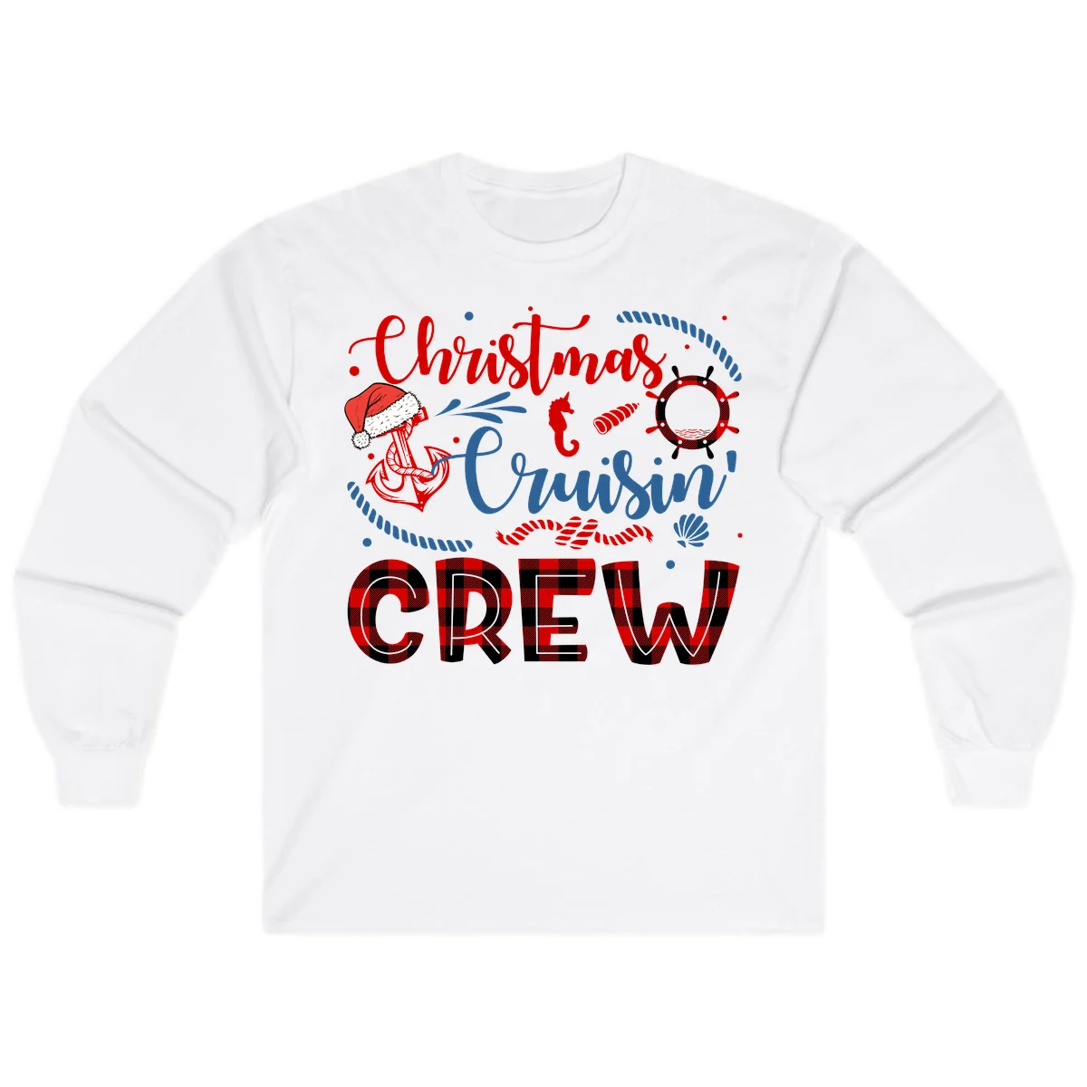 Christmas Cruisin' Cousin Crew Long Sleeve Tee in White