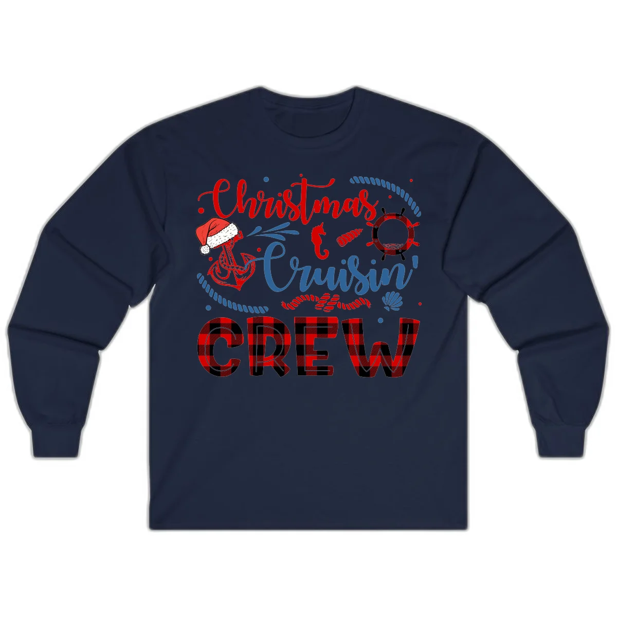 Christmas Cruisin' Cousin Crew Long Sleeve Tee in Navy