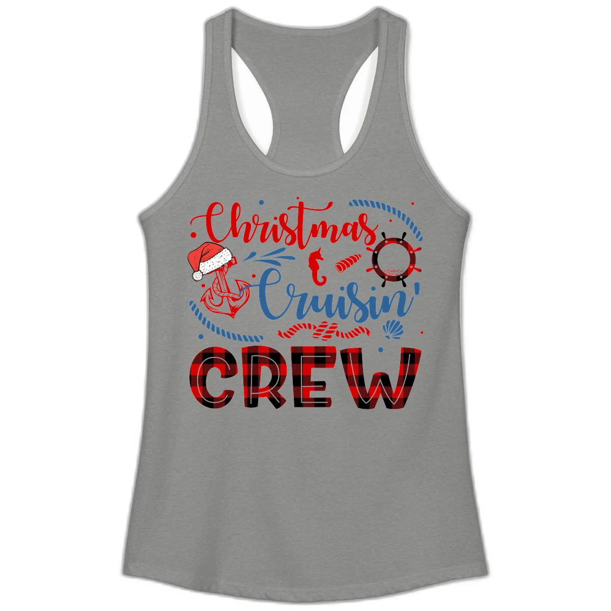Christmas Cruisin' Cousin Crew Ladies Tank in Heather Grey