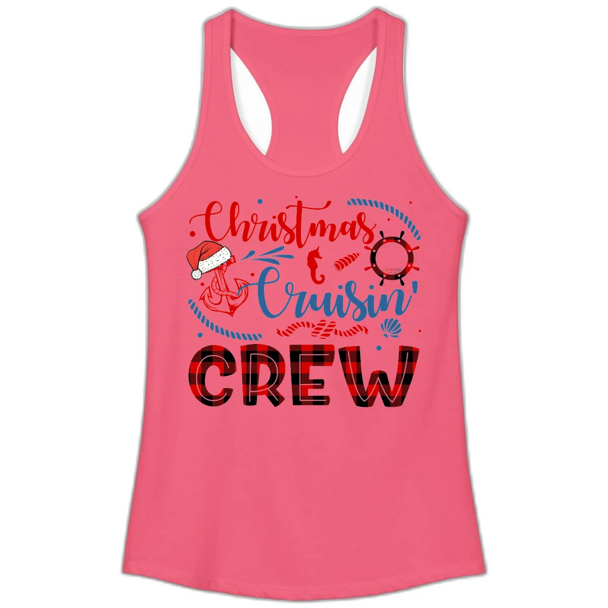Christmas Cruisin' Cousin Crew Ladies Tank in Hot Pink