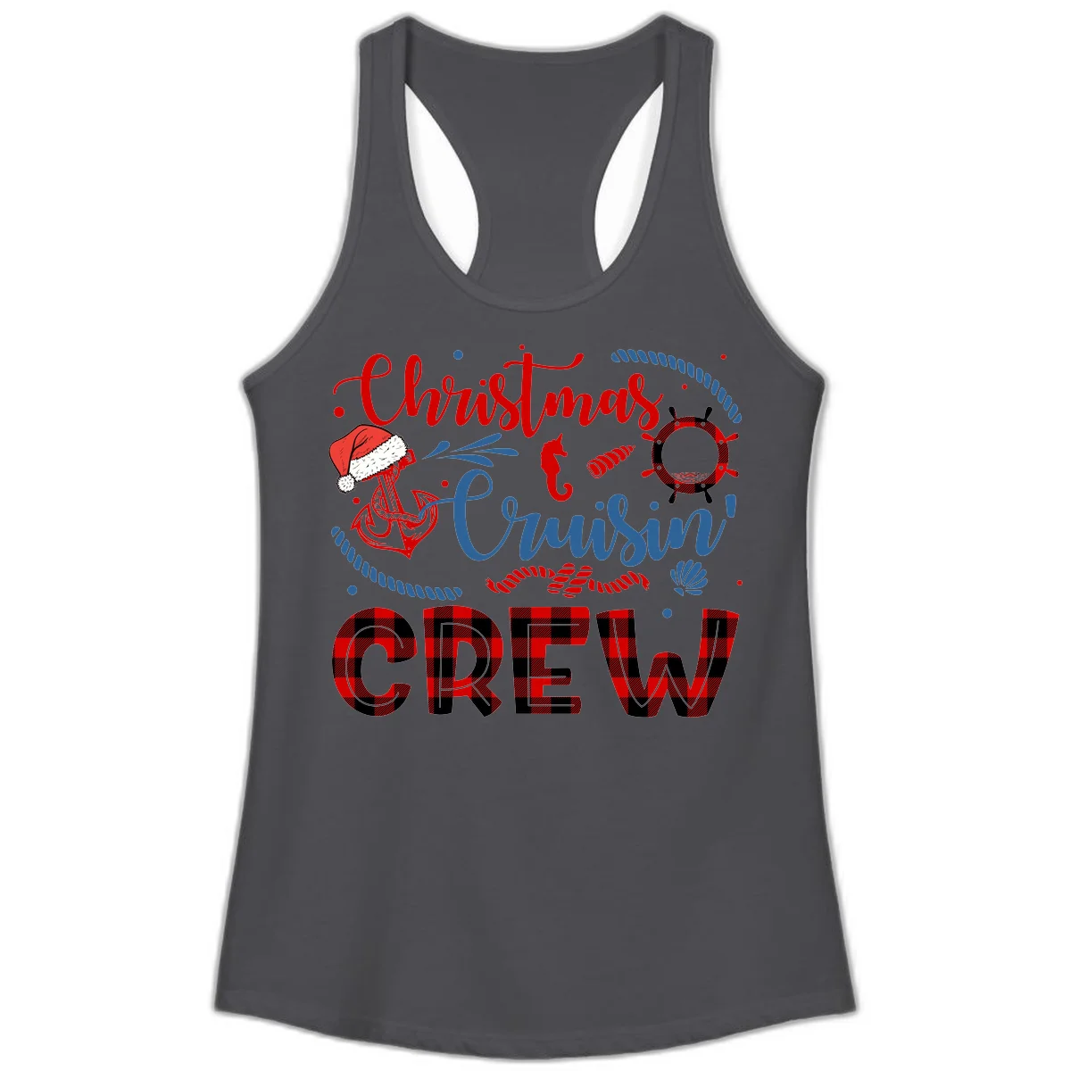 Christmas Cruisin' Cousin Crew Ladies Tank in Solid Dark Gray