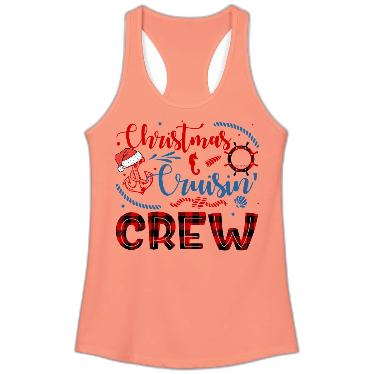 Christmas Cruisin' Cousin Crew Ladies Tank in Solid Light Orange