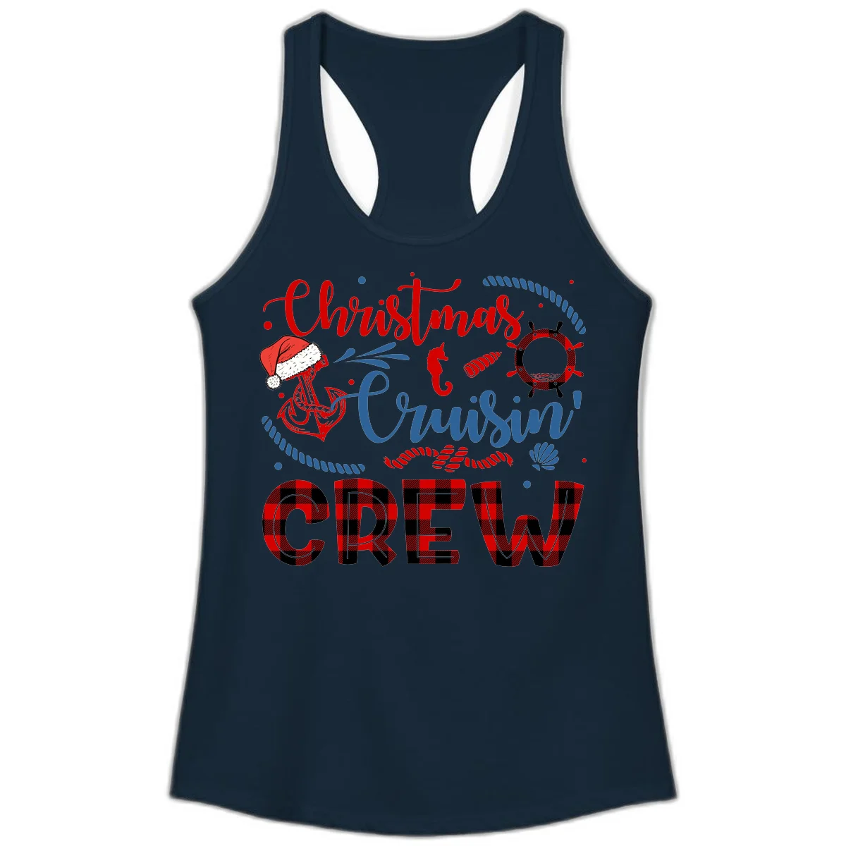 Christmas Cruisin' Cousin Crew Ladies Tank in Solid Midnight Navy