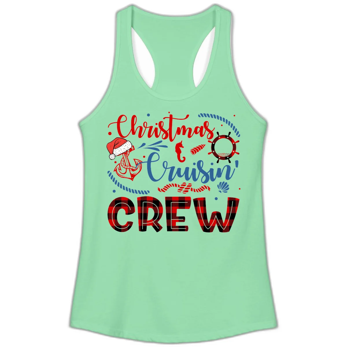 Christmas Cruisin' Cousin Crew Ladies Tank in Solid Mint