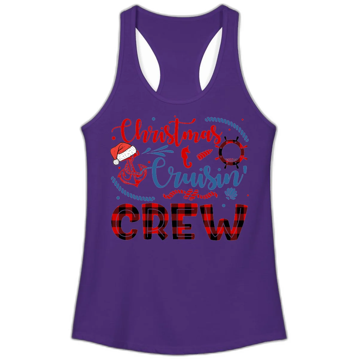 Christmas Cruisin' Cousin Crew Ladies Tank in Solid Purple Rush