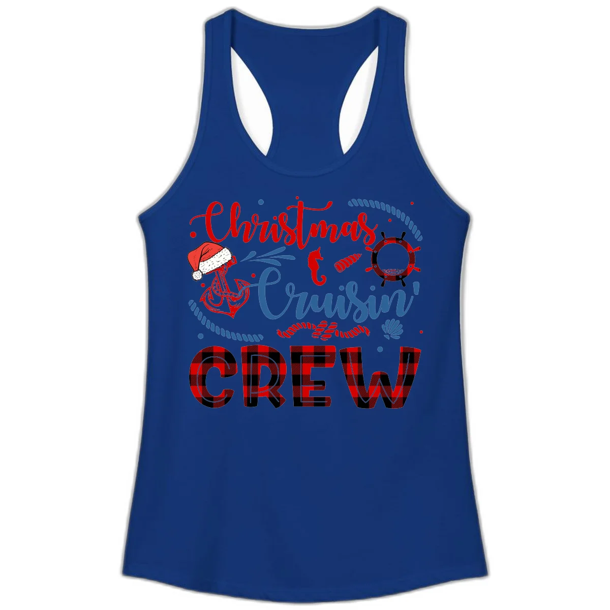 Christmas Cruisin' Cousin Crew Ladies Tank in Solid Royal