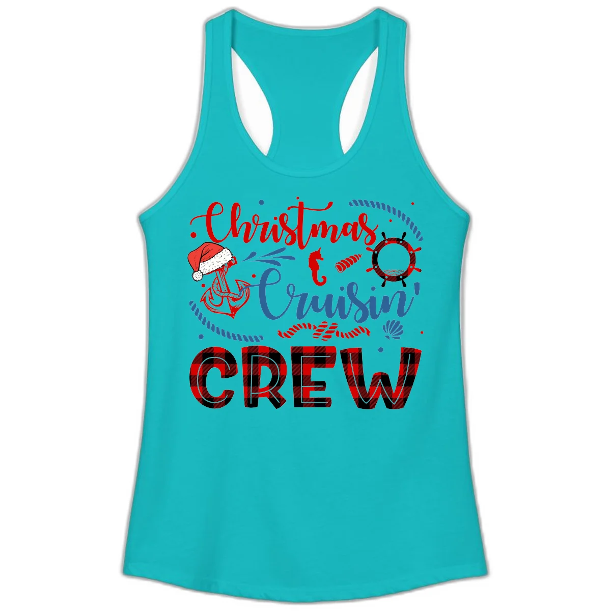 Christmas Cruisin' Cousin Crew Ladies Tank in Tahiti Blue