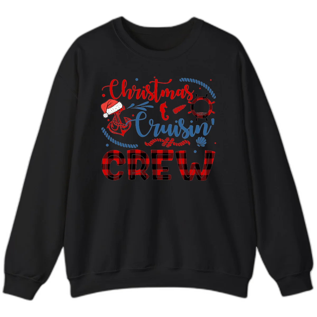 Christmas Cruisin' Cousin Crew Sweatshirt in Black