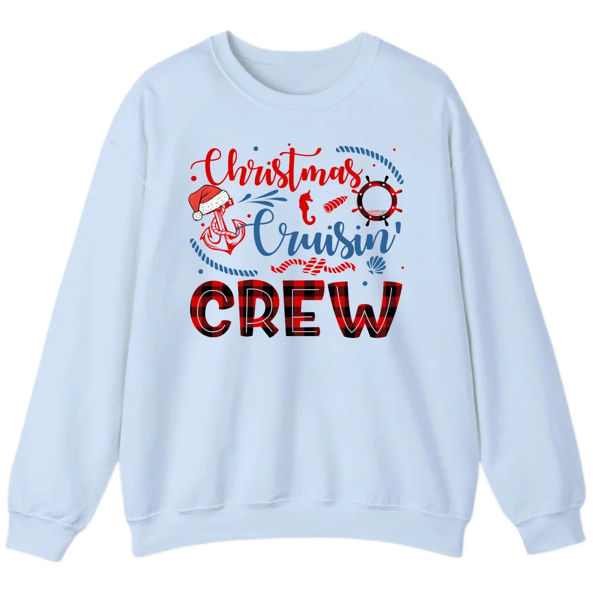 Christmas Cruisin' Cousin Crew Sweatshirt in Light Blue
