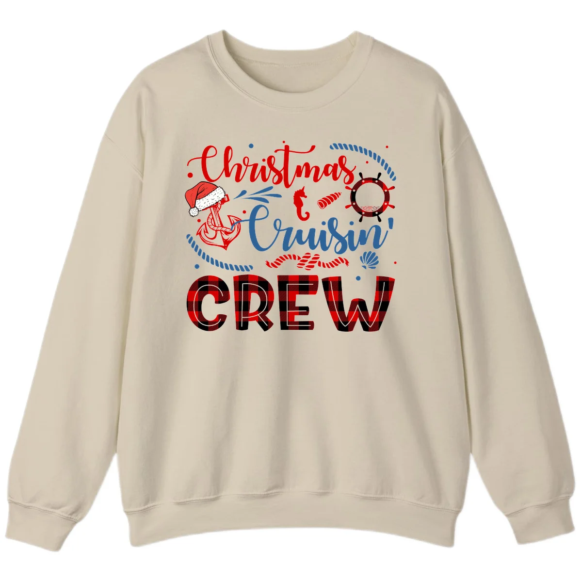 Christmas Cruisin' Cousin Crew Sweatshirt in Sand