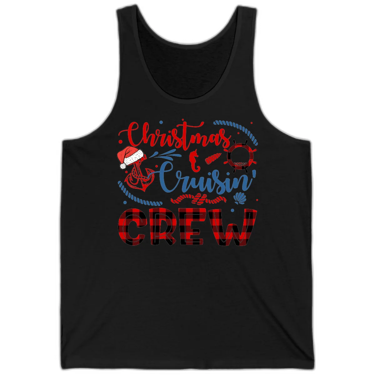 Christmas Cruisin' Cousin Crew Tank Top in Black