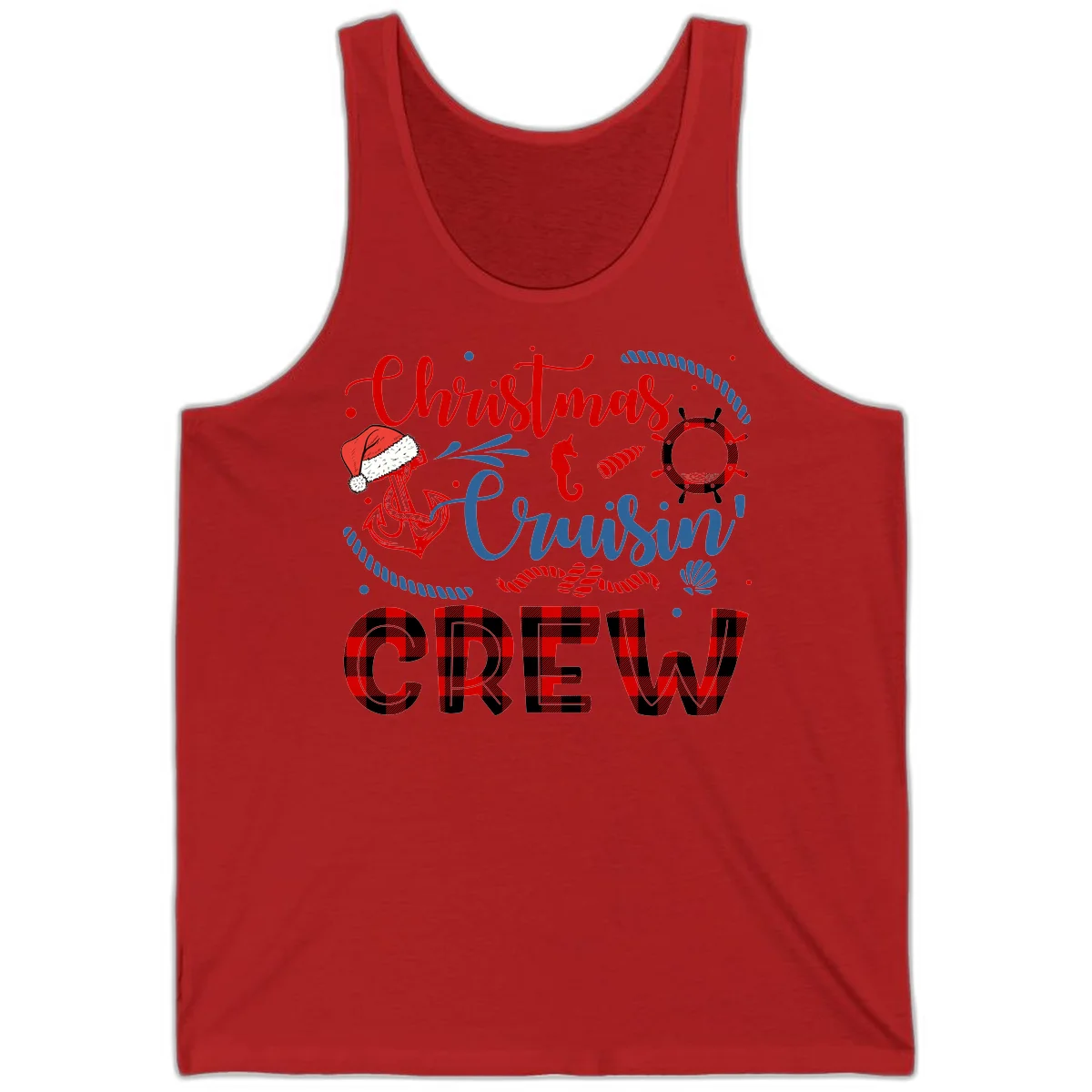 Christmas Cruisin' Cousin Crew Tank Top in Red