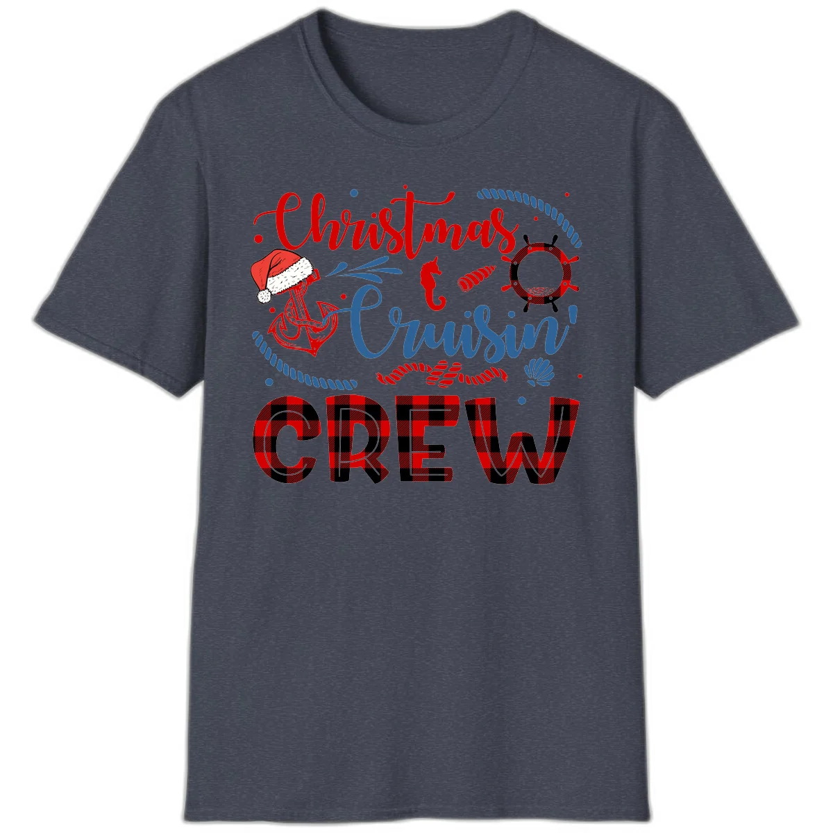 Christmas Cruisin' Cousin Crew T-Shirt in Heather Navy