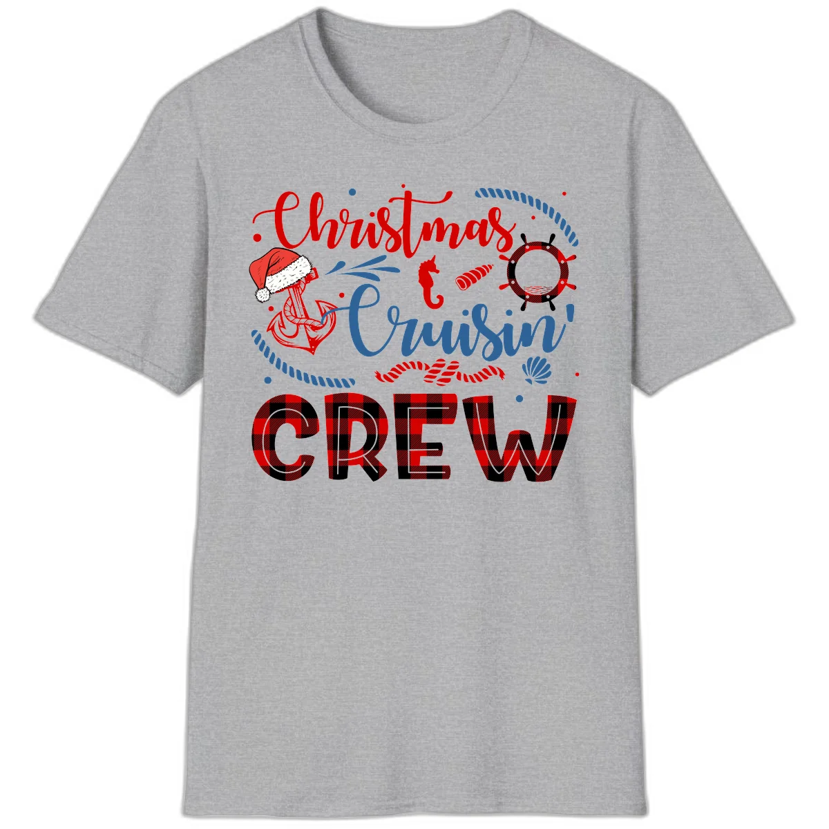 Christmas Cruisin' Cousin Crew T-Shirt in Sport Grey