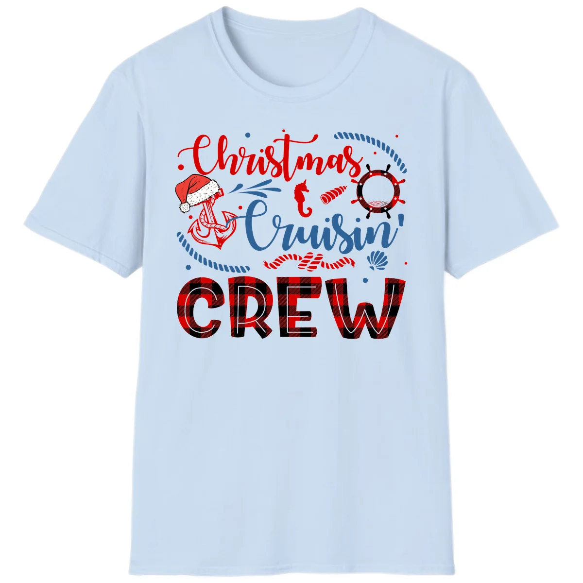 Christmas Cruisin' Cousin Crew T-Shirt in Light Blue