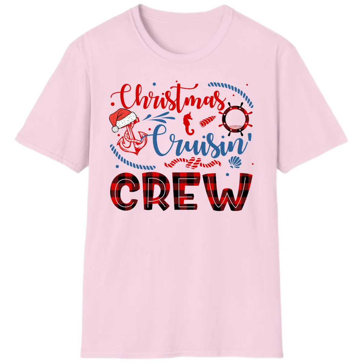 Christmas Cruisin' Cousin Crew T-Shirt in Light Pink