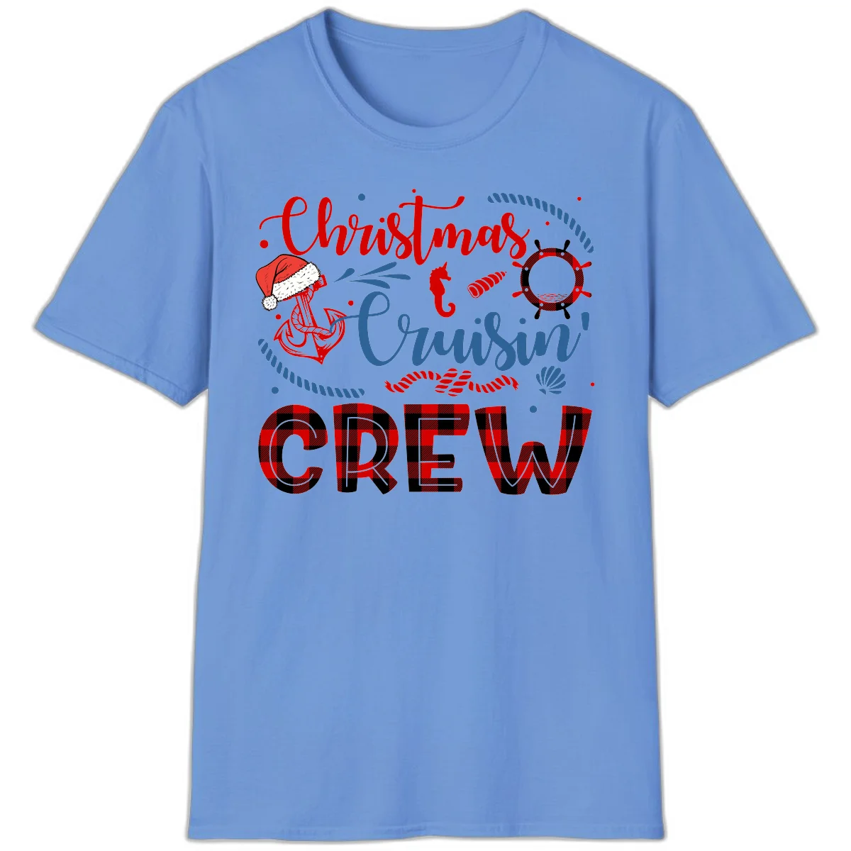 Christmas Cruisin' Cousin Crew T-Shirt in Carolina Blue