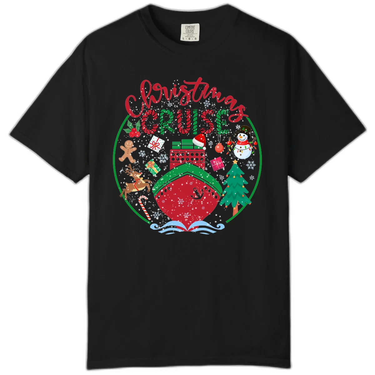 Cruising Cheer Holiday Comfort Colors T-Shirt in Black