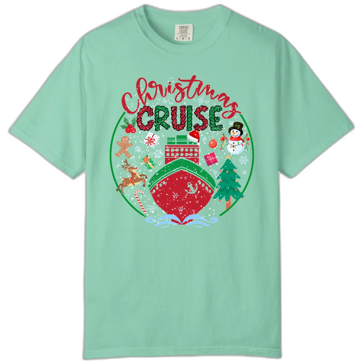 Cruising Cheer Holiday Comfort Colors T-Shirt in Island Reef
