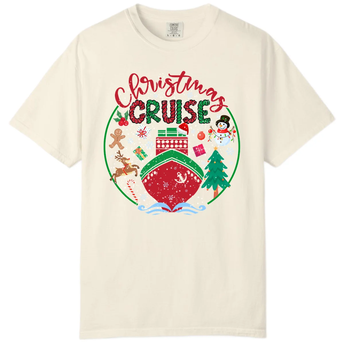 Cruising Cheer Holiday Comfort Colors T-Shirt in Ivory