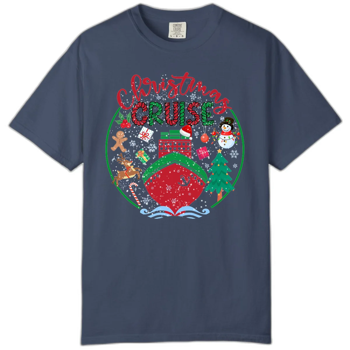 Cruising Cheer Holiday Comfort Colors T-Shirt in Midnight