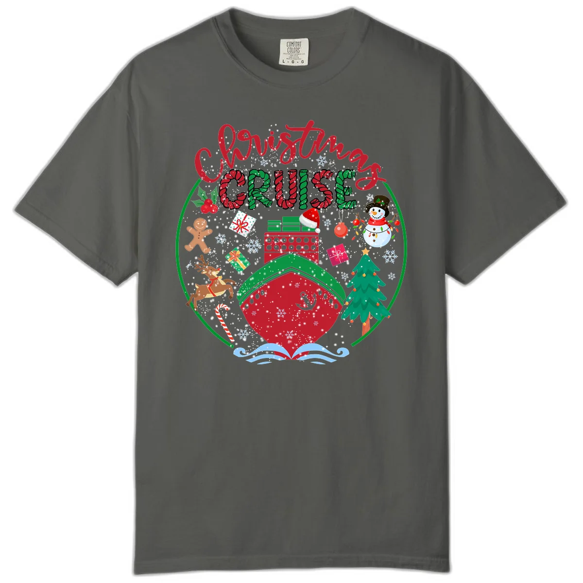 Cruising Cheer Holiday Comfort Colors T-Shirt in Pepper