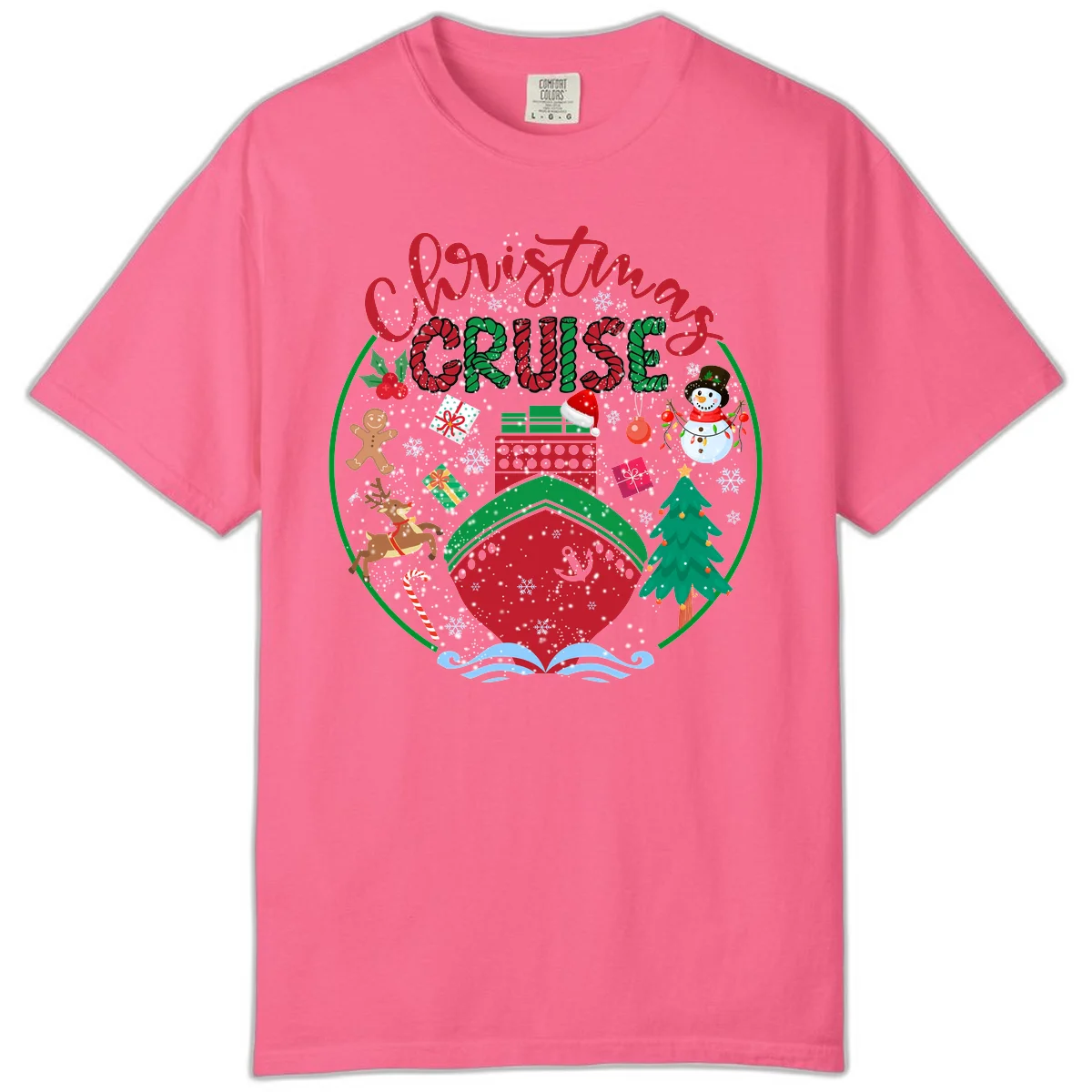 Cruising Cheer Holiday Comfort Colors T-Shirt in Crunchberry