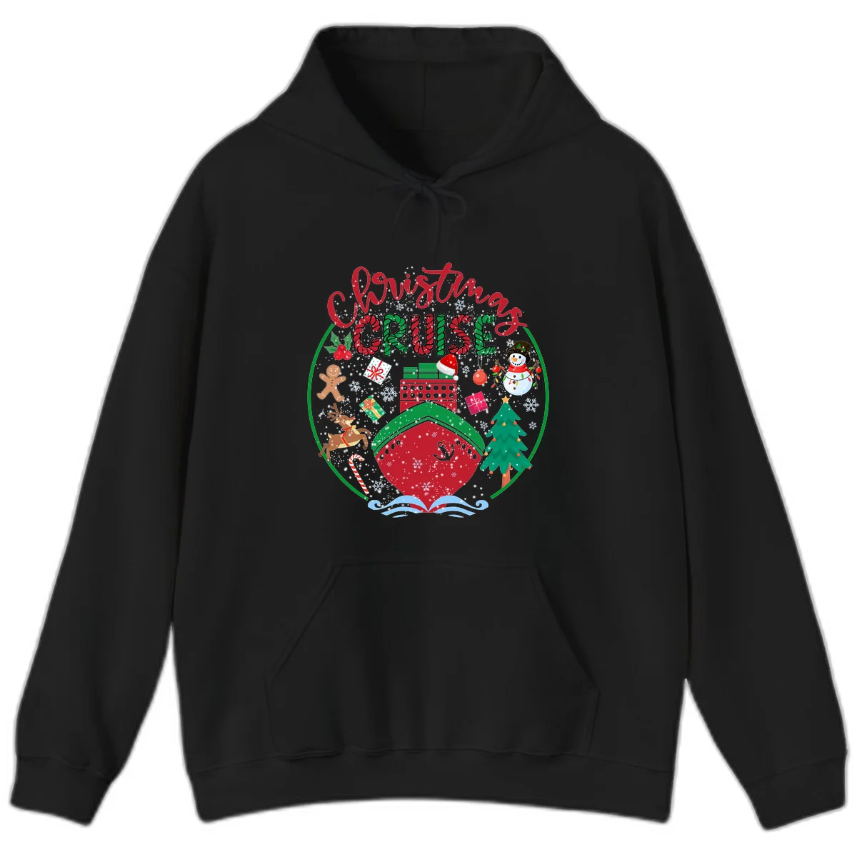 Cruising Cheer Holiday Christmas Cruise Hoodie in Black