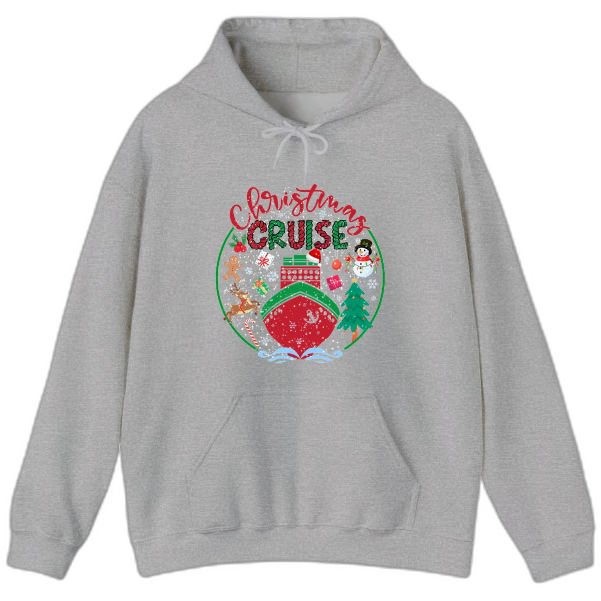 Cruising Cheer Holiday Christmas Cruise Hoodie in Sport Grey