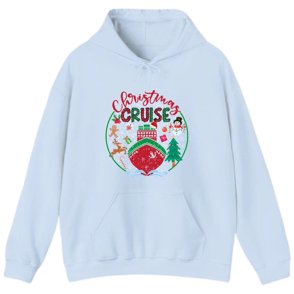 Cruising Cheer Holiday Christmas Cruise Hoodie in Light Blue