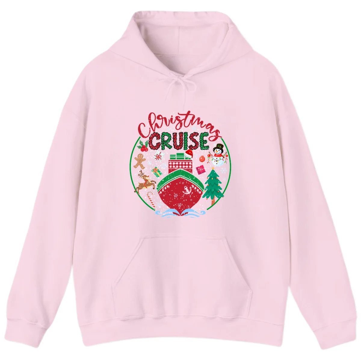 Cruising Cheer Holiday Christmas Cruise Hoodie in Light Pink