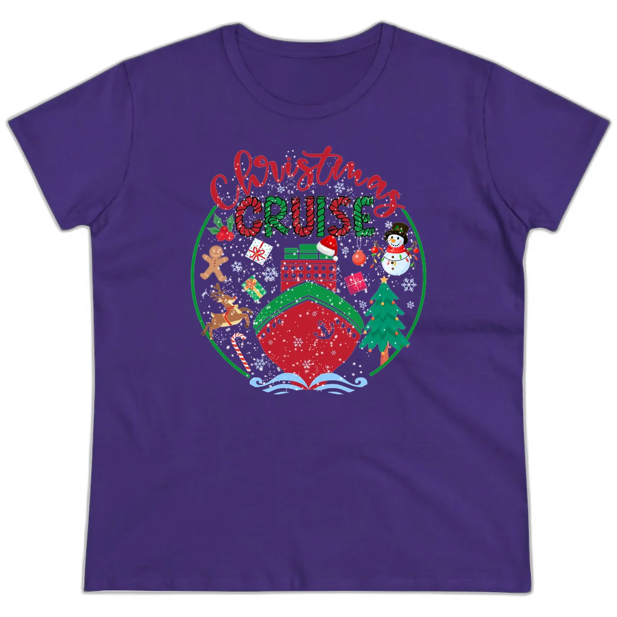 Cruising Cheer Holiday Ladies Cruise Tee in Purple