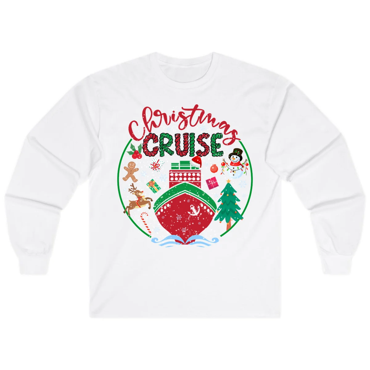 Cruising Cheer Holiday Long Sleeve Cruise Shirt in White