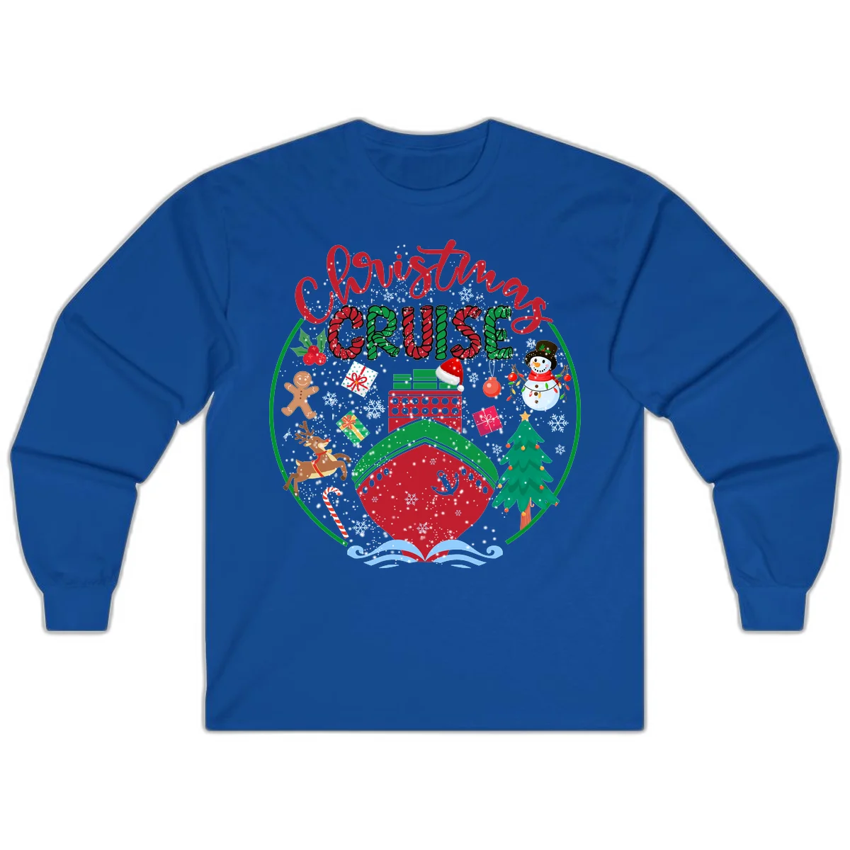 Cruising Cheer Holiday Long Sleeve Cruise Shirt in Royal