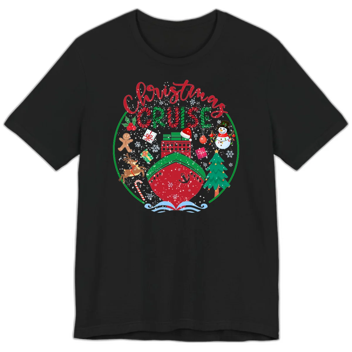 Cruising Cheer Holiday Premium Cruise Tee in Black