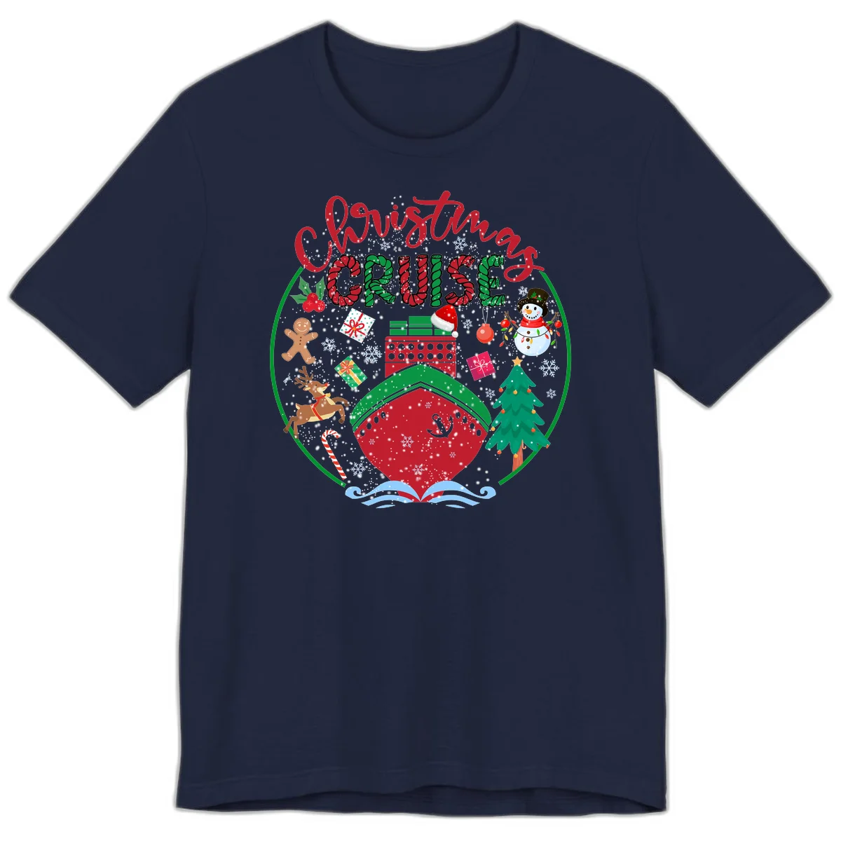 Cruising Cheer Holiday Premium Cruise Tee in Navy