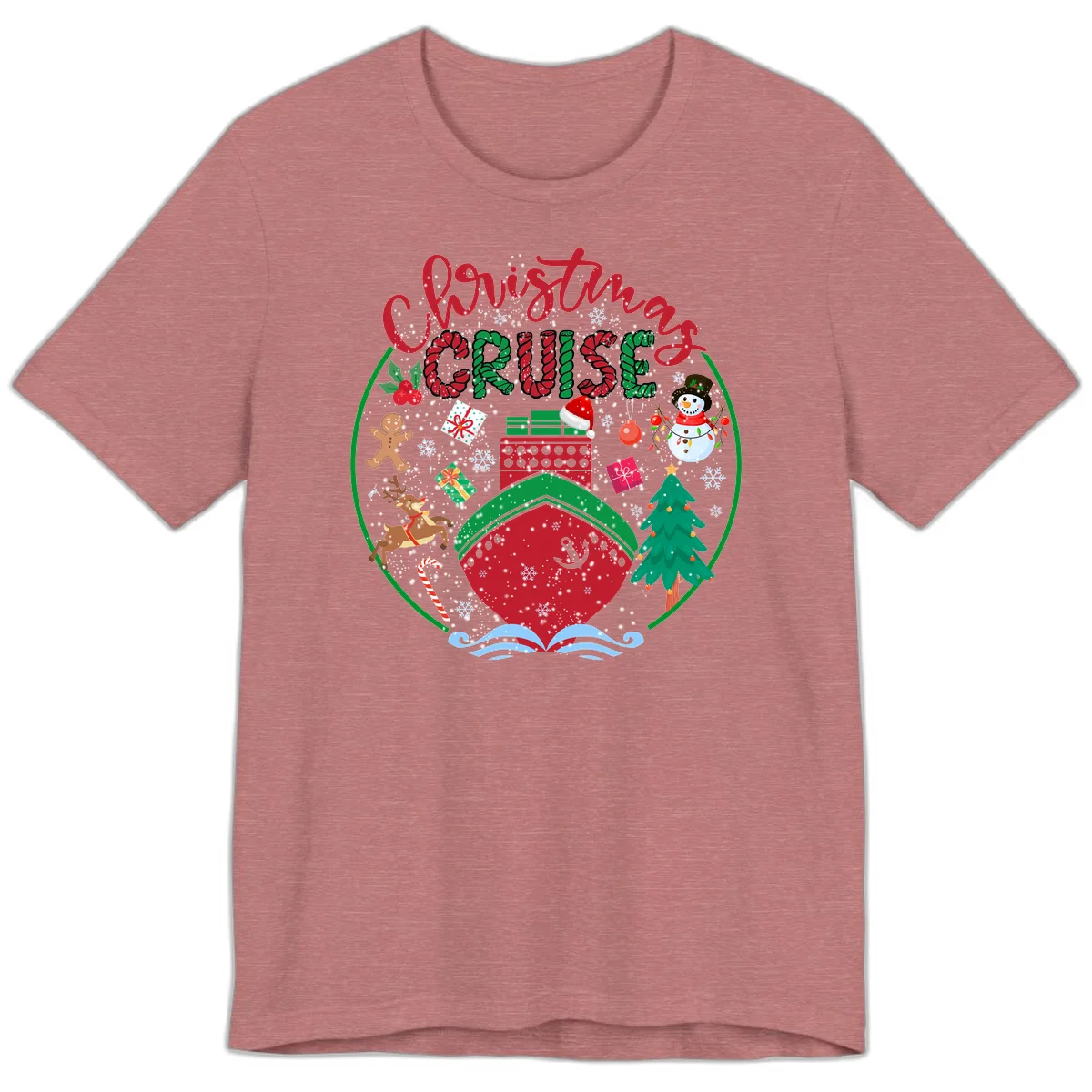 Cruising Cheer Holiday Premium Cruise Tee in Heather Mauve
