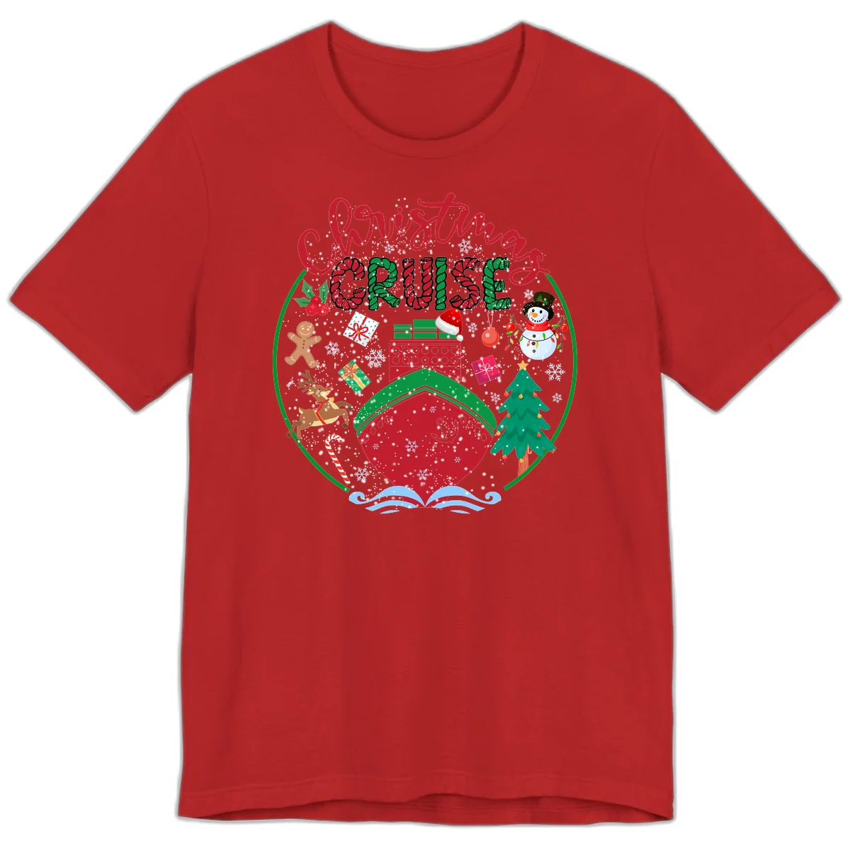Cruising Cheer Holiday Premium Cruise Tee in Red