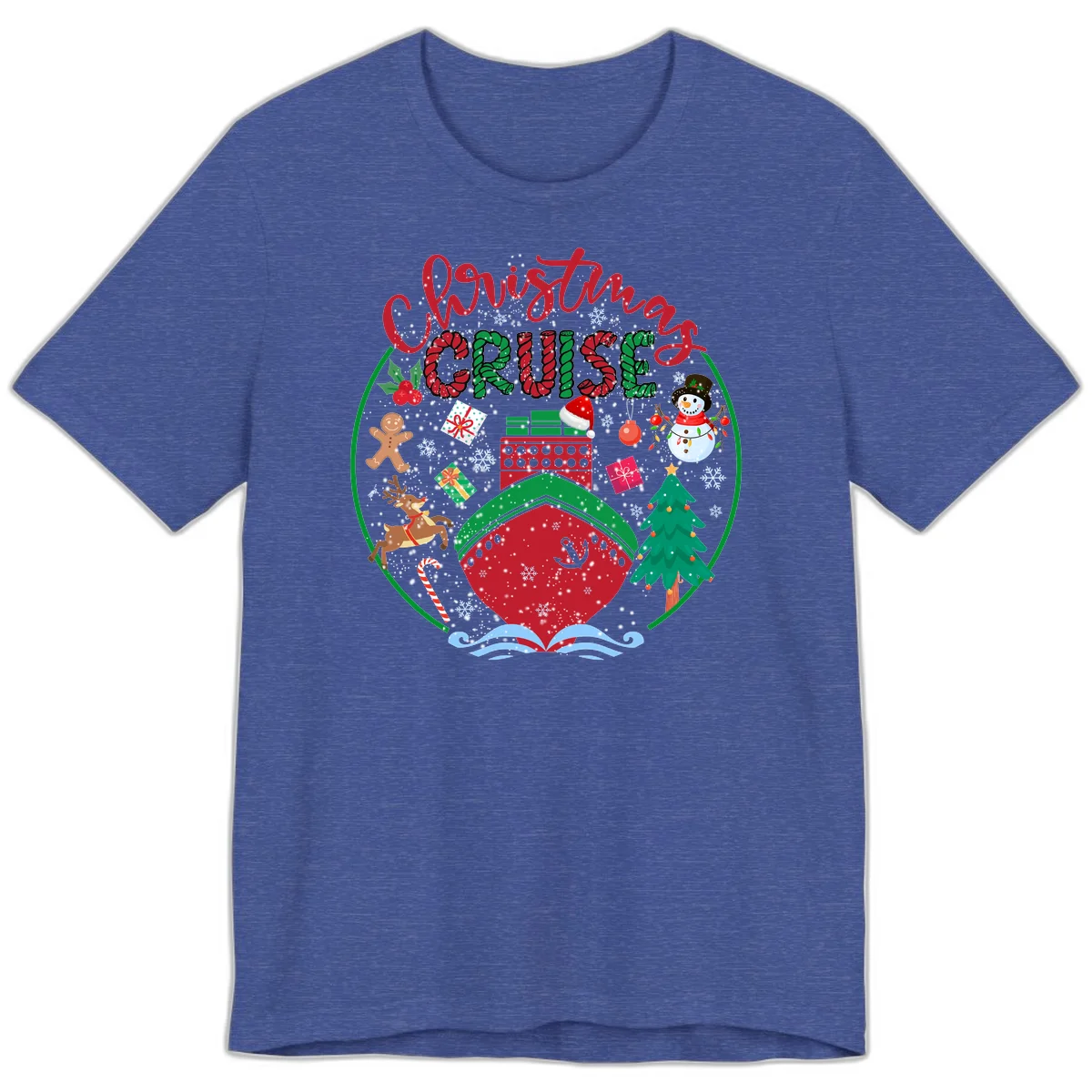 Cruising Cheer Holiday Premium Cruise Tee in Heather True Royal