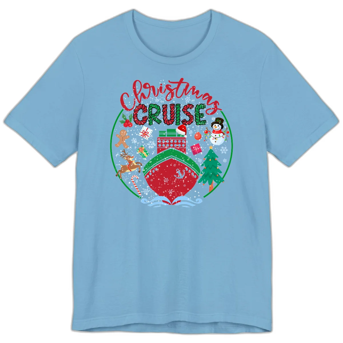 Cruising Cheer Holiday Premium Cruise Tee in Ocean Blue