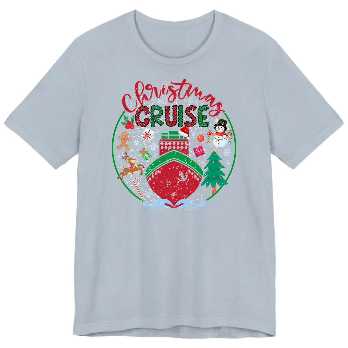 Cruising Cheer Holiday Premium Cruise Tee in Light Blue