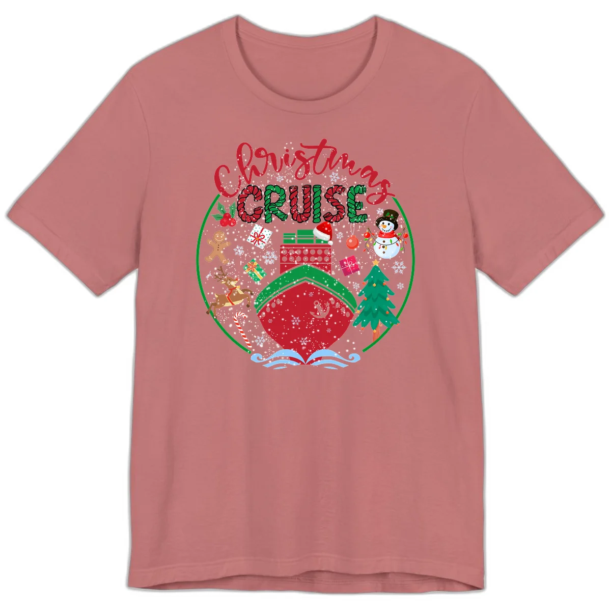 Cruising Cheer Holiday Premium Cruise Tee in Mauve