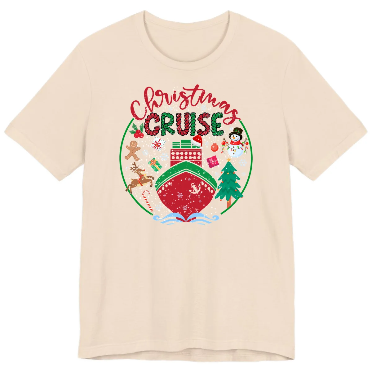 Cruising Cheer Holiday Premium Cruise Tee in Soft Cream
