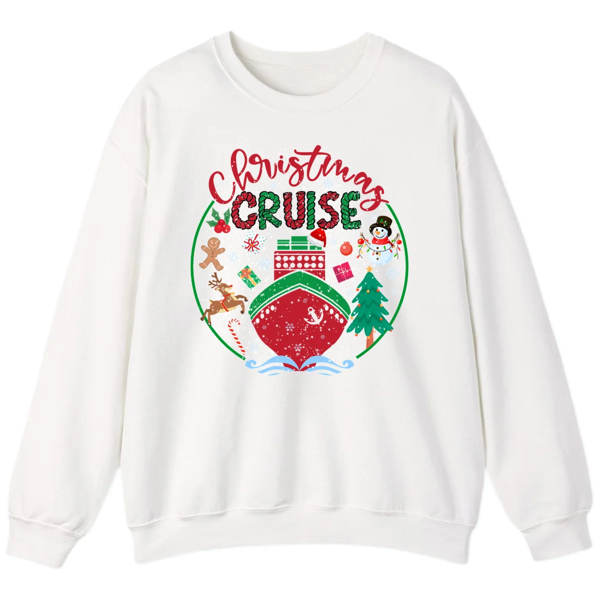 Cruising Cheer Holiday Christmas Cruise Sweatshirt in White