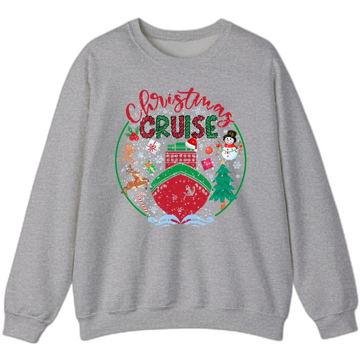 Cruising Cheer Holiday Christmas Cruise Sweatshirt in Sport Grey