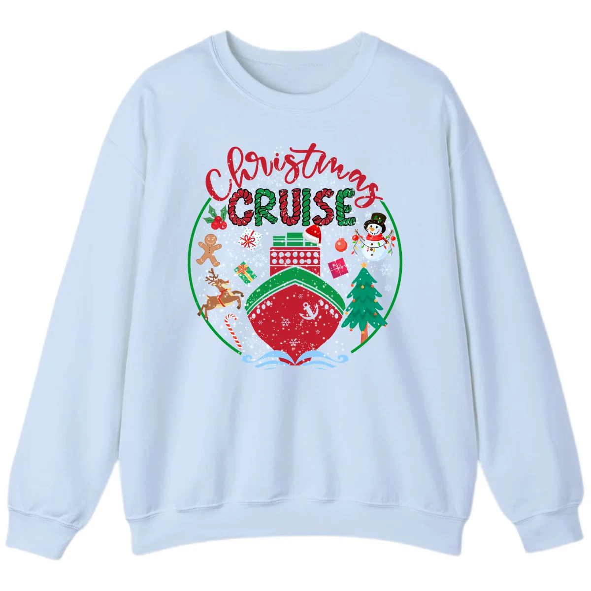 Cruising Cheer Holiday Christmas Cruise Sweatshirt in Light Blue