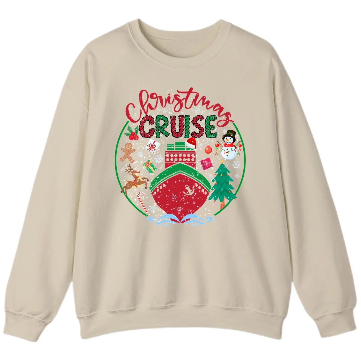 Cruising Cheer Holiday Christmas Cruise Sweatshirt in Sand