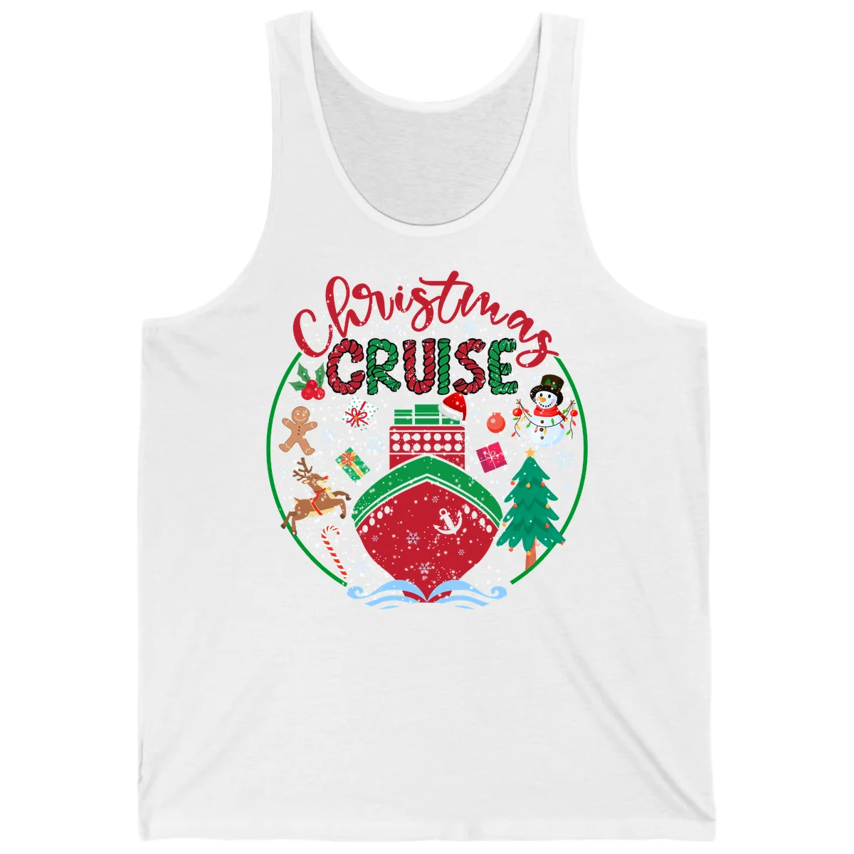 Cruising Cheer Holiday Christmas Cruise Tank Top in White