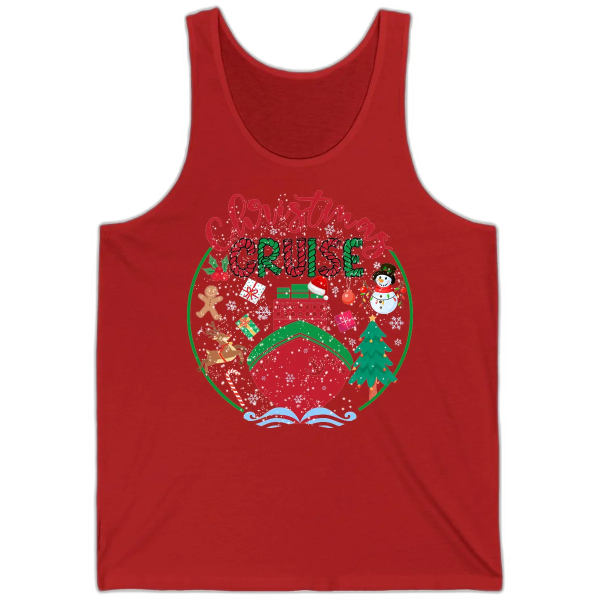 Cruising Cheer Holiday Christmas Cruise Tank Top in Red
